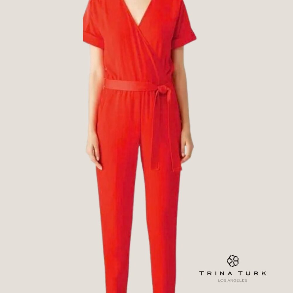 TRINA TURK RED JUMPSUIT, Candy Apple Color,  SIZE 4
